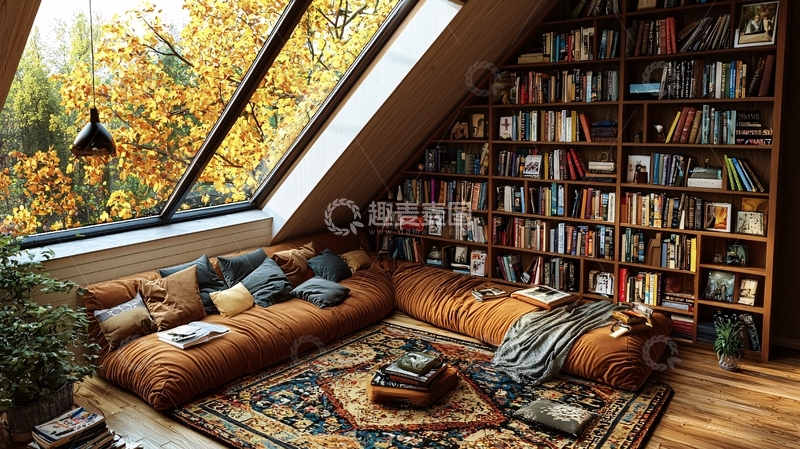 高清大图下载【趣麦麦图】舒适阁楼阅读角