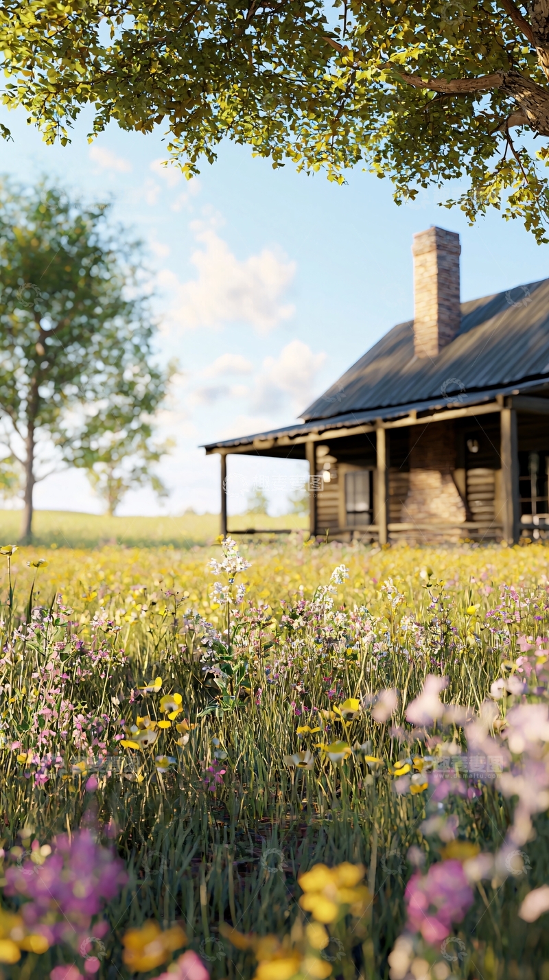 高清大图下载【趣麦麦图】田园风光木屋