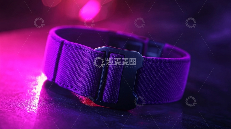 高清大图下载【趣麦麦图】紫色魔术贴腕带