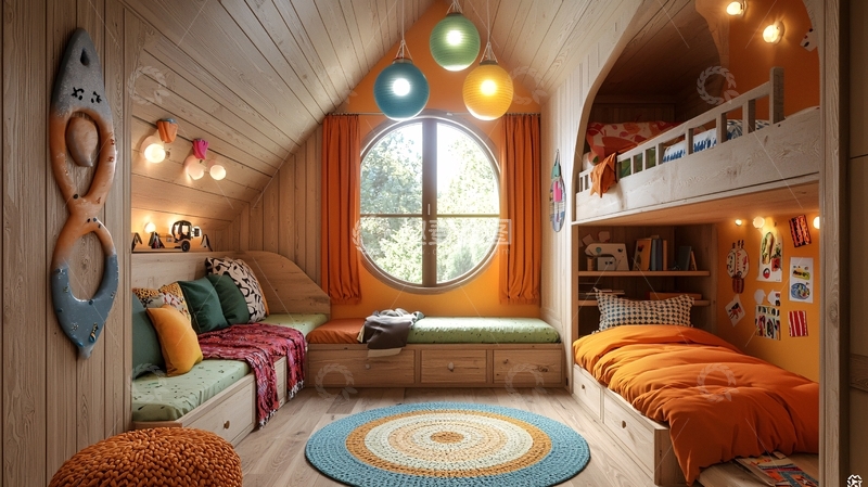 高清大图下载【趣麦麦图】阁楼温馨儿童房