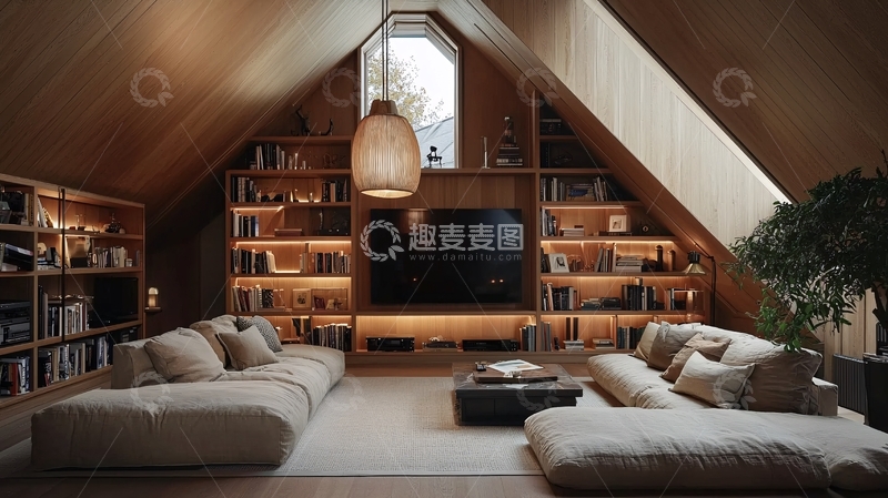 高清大图下载【趣麦麦图】阁楼温馨起居室