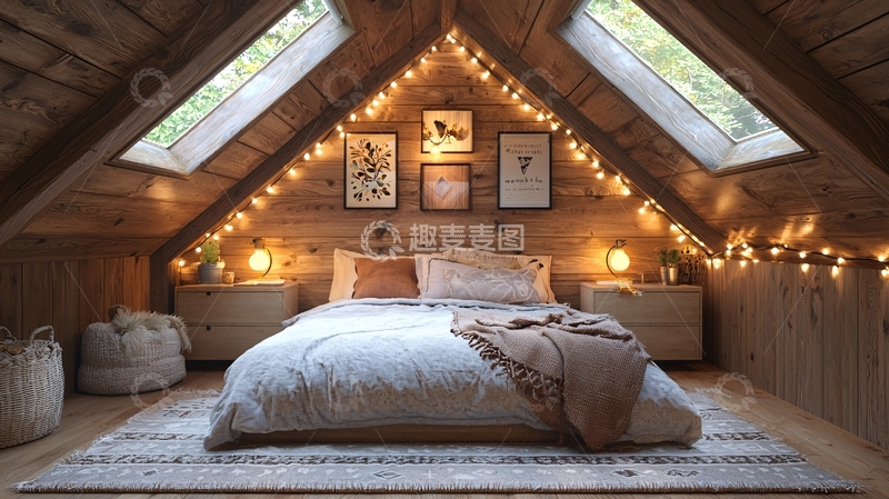 高清大图下载【趣麦麦图】温馨阁楼卧室