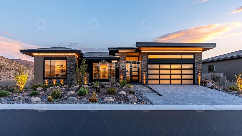 高清大图下载【趣麦麦图】现代单层住宅外观