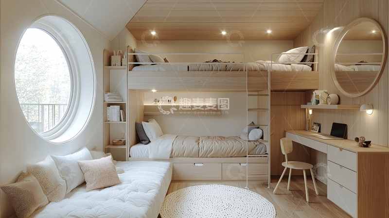 高清大图下载【趣麦麦图】温馨的双层床儿童房