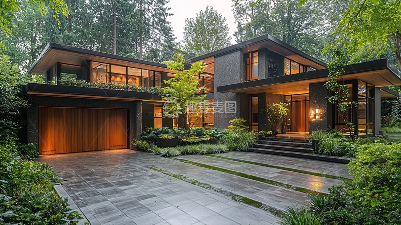 高清大图下载【趣麦麦图】现代森林别墅