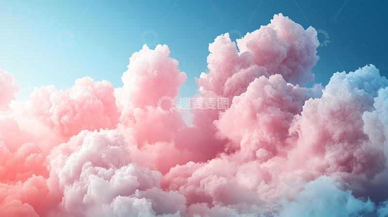 高清大图下载【趣麦麦图】粉色云朵蓝天背景