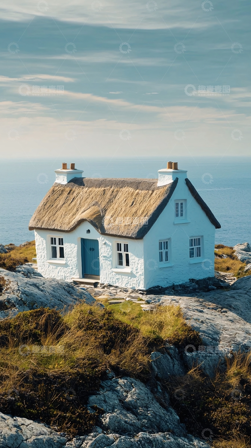 高清大图下载【趣麦麦图】海边茅草屋