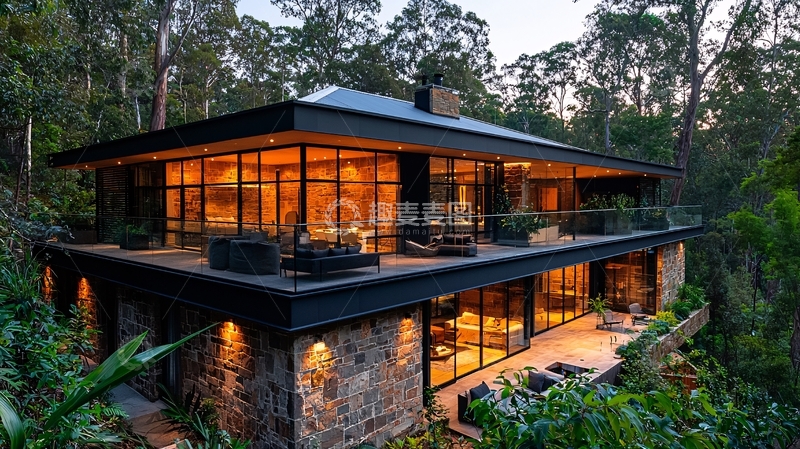高清大图下载【趣麦麦图】森林中的现代住宅