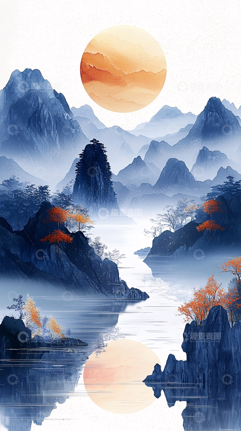 高清大图下载【趣麦麦图】水墨山水画441