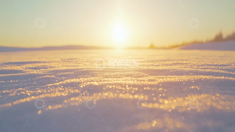 高清大图下载【趣麦麦图】夕阳下的雪地
