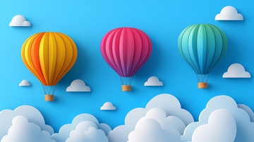 蓝天白云热气球