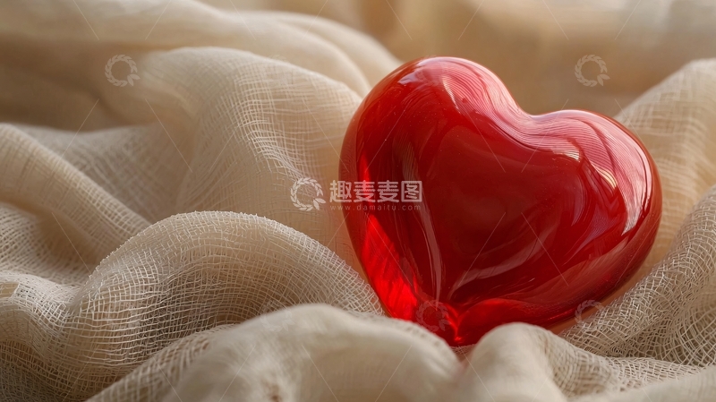 高清大图下载【趣麦麦图】红水晶心形摆件