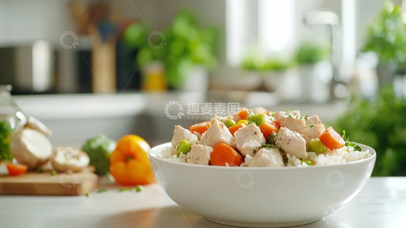 高清大图下载【趣麦麦图】鸡肉蔬菜饭