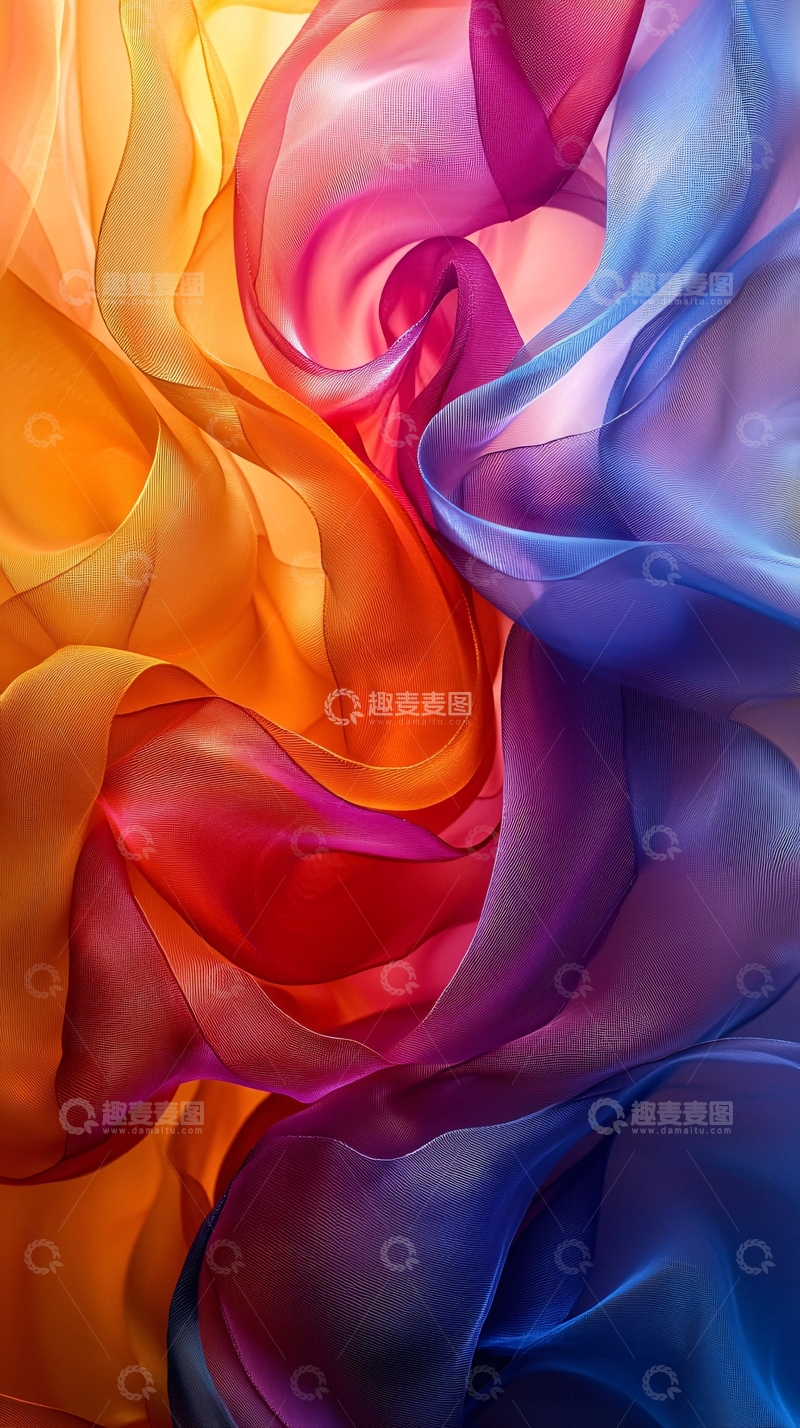 高清大图下载【趣麦麦图】色彩鲜艳的流动丝绸