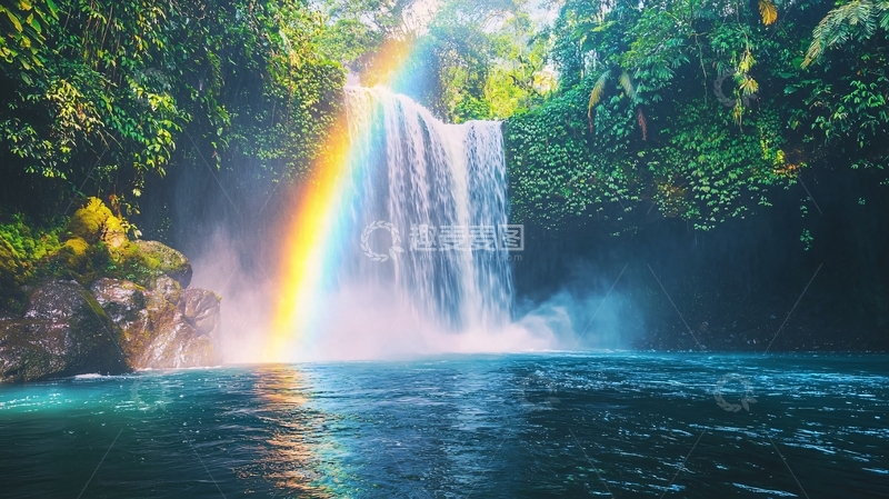 高清大图下载【趣麦麦图】彩虹瀑布