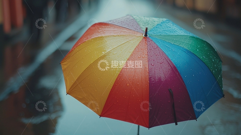 高清大图下载【趣麦麦图】雨中彩虹伞