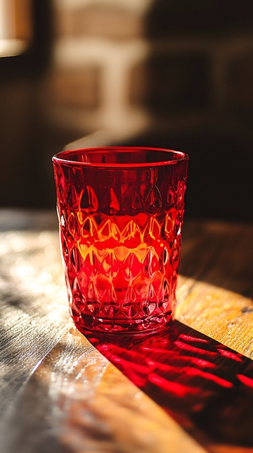 红色玻璃杯