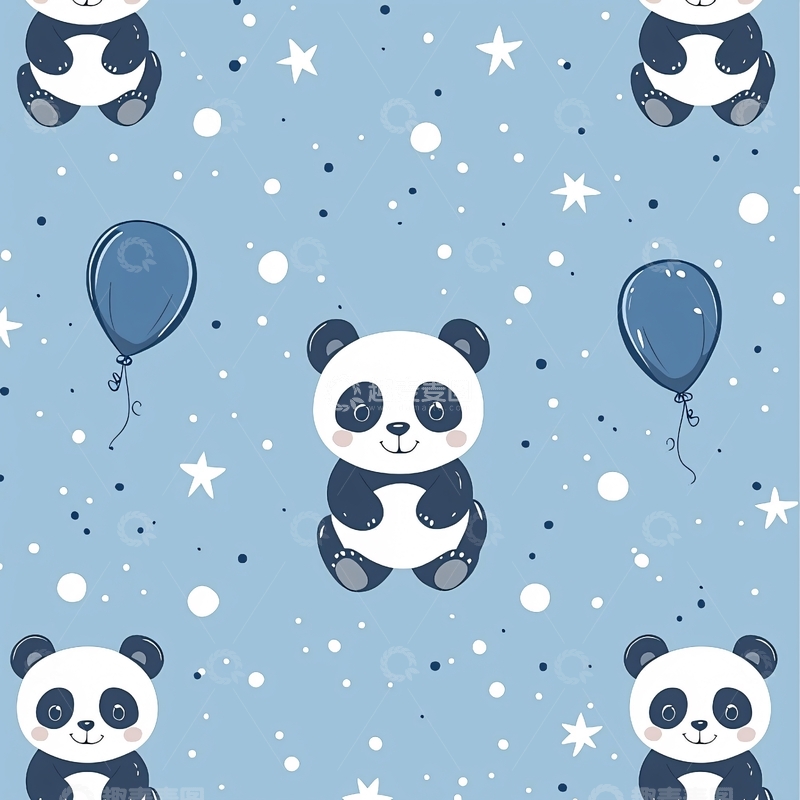 高清大图下载【趣麦麦图】可爱熊猫气球壁纸