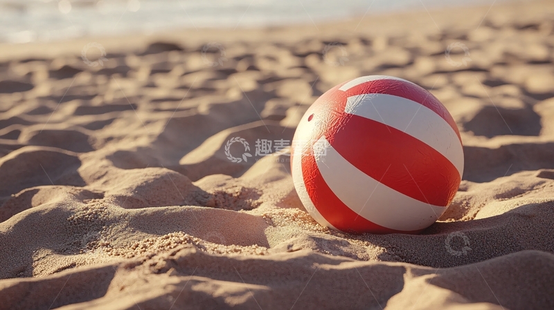 高清大图下载【趣麦麦图】沙滩上的排球