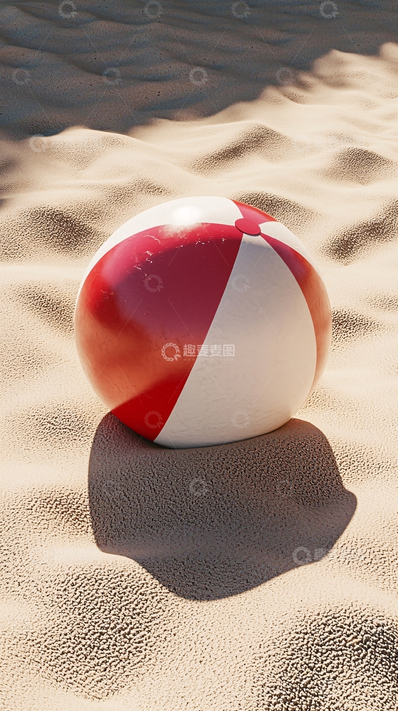 高清大图下载【趣麦麦图】沙滩上的充气沙滩球