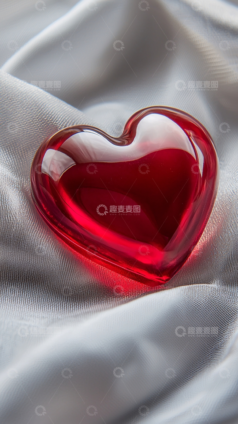 高清大图下载【趣麦麦图】红水晶心形摆件