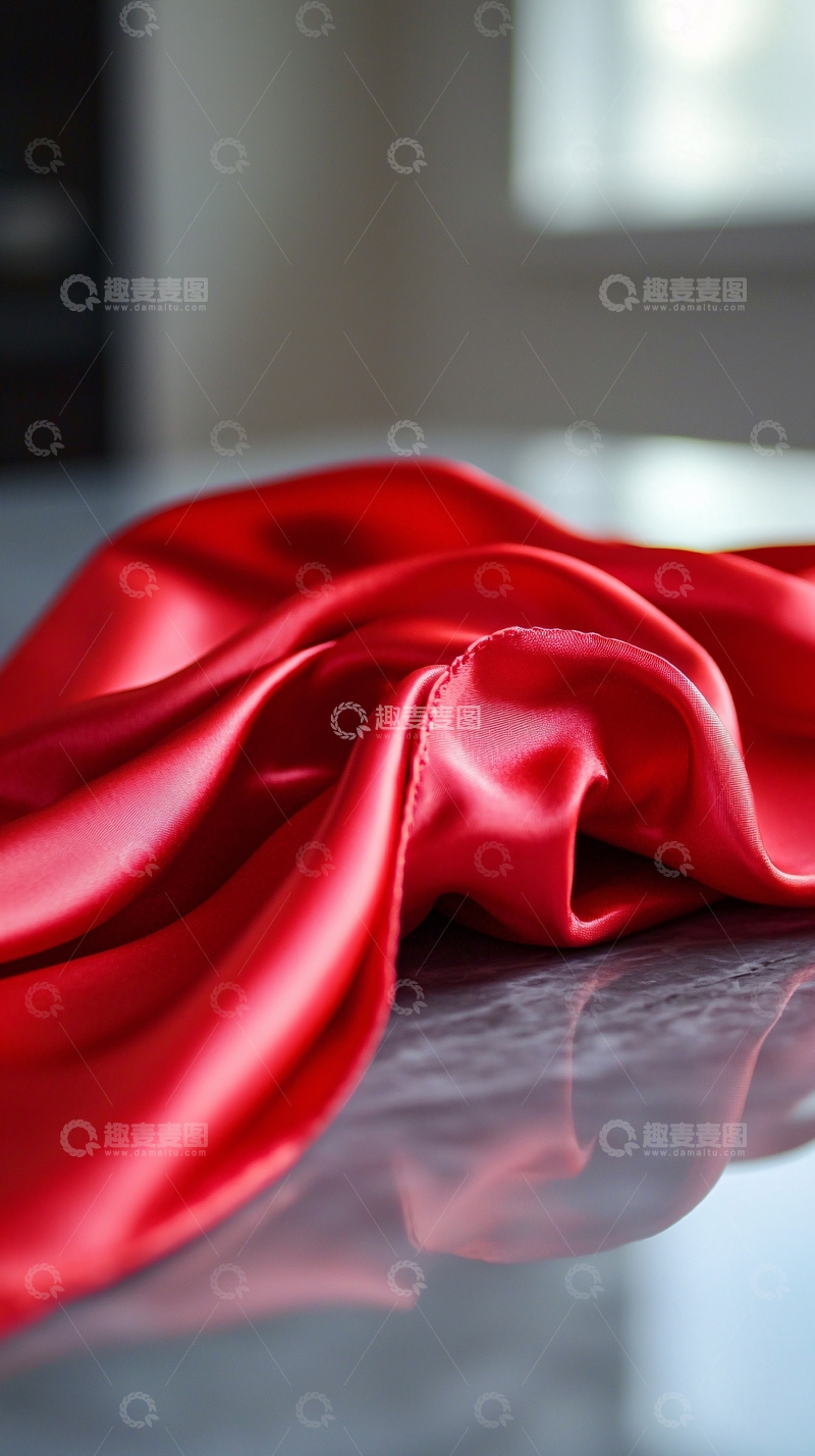 高清大图下载【趣麦麦图】红色丝绸布料