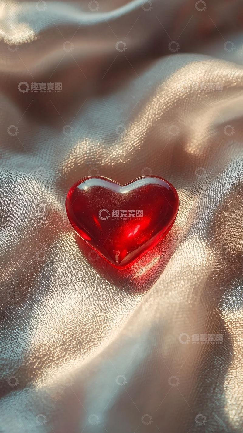 高清大图下载【趣麦麦图】红水晶心形摆件