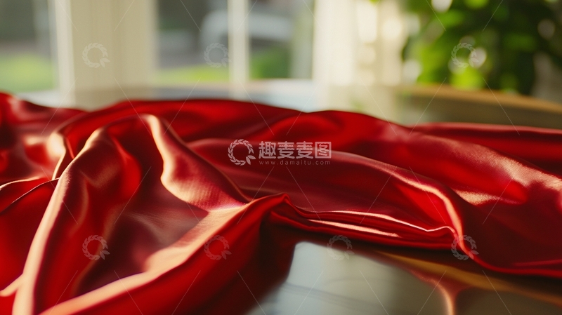 高清大图下载【趣麦麦图】红色丝绸布料