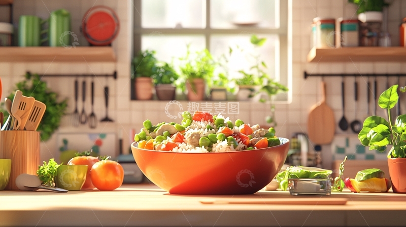 高清大图下载【趣麦麦图】厨房场景美食沙拉