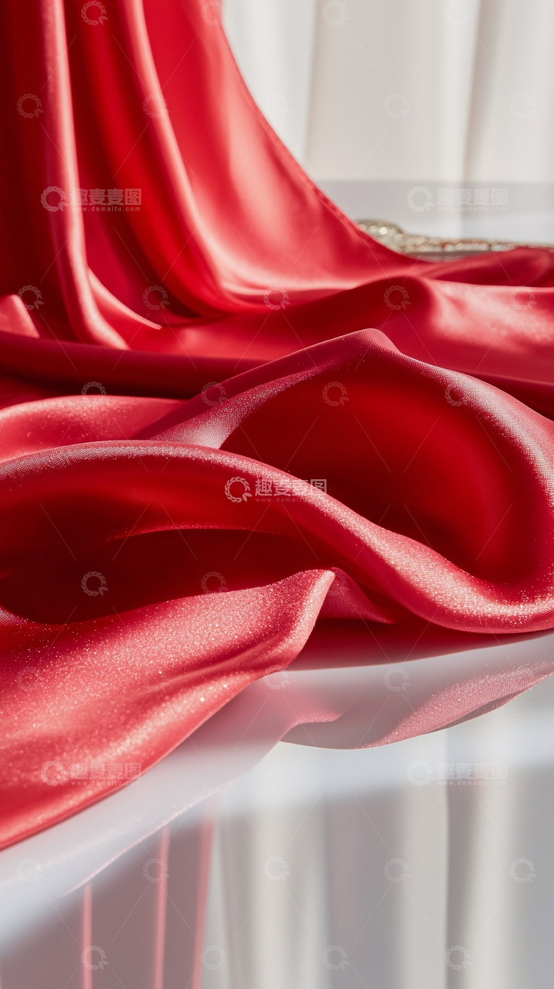 高清大图下载【趣麦麦图】红色丝绸质感