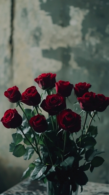 暗色调红玫瑰花束