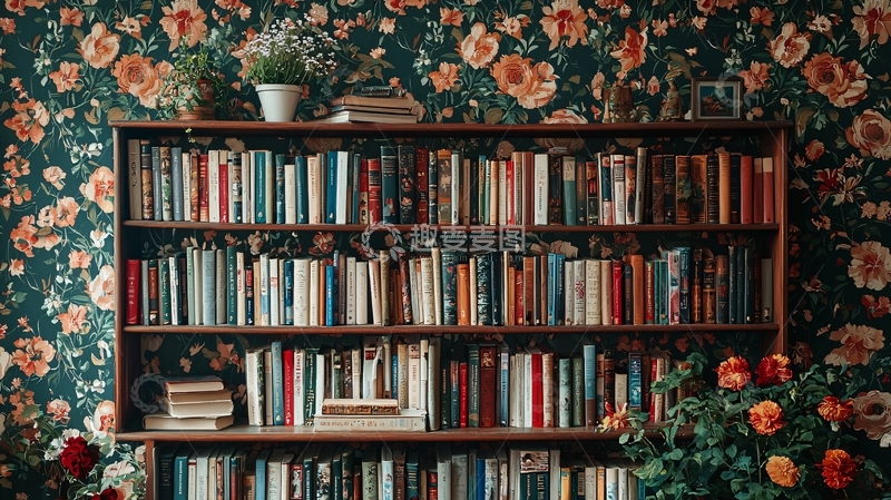 高清大图下载【趣麦麦图】书籍堆满的书架背景