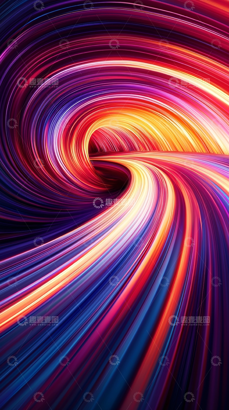 高清大图下载【趣麦麦图】彩色旋转光线隧道