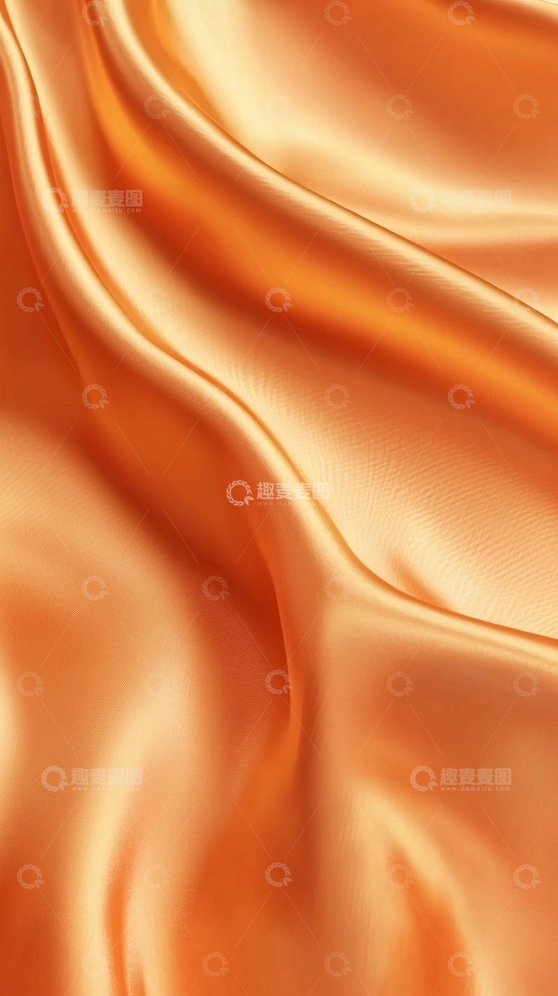 高清大图下载【趣麦麦图】橘黄色丝绸质感褶皱