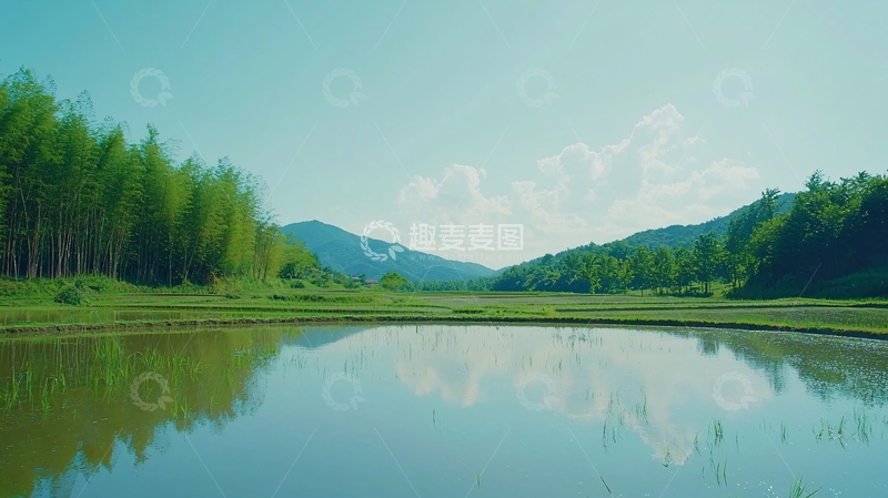 高清大图下载【趣麦麦图】宁静的山水田园风光