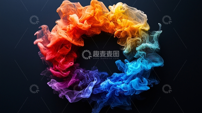 高清大图下载【趣麦麦图】彩色烟雾形成的圆环