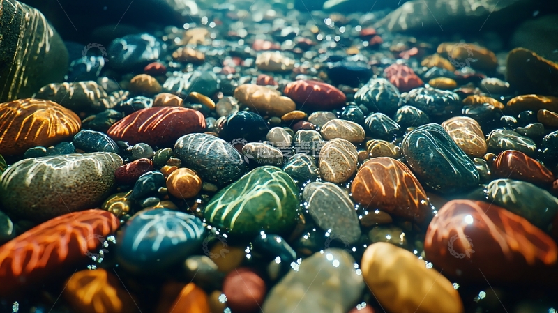 高清大图下载【趣麦麦图】水中彩石