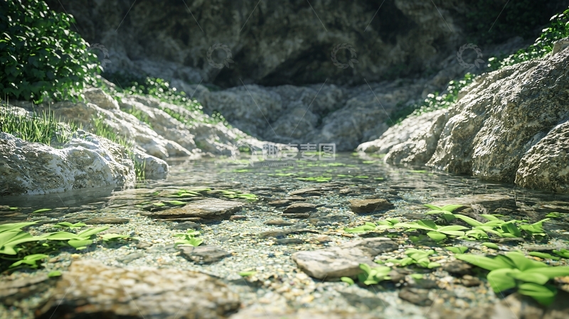 高清大图下载【趣麦麦图】阴暗山谷溪流