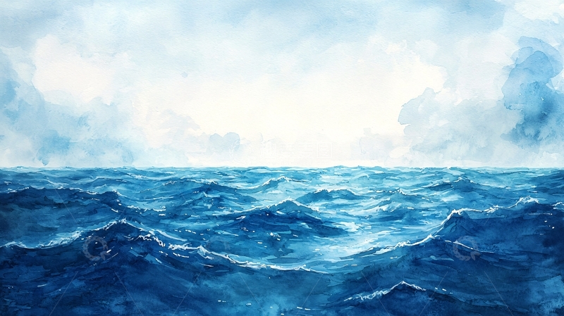 高清大图下载【趣麦麦图】蓝色波涛汹涌的海面