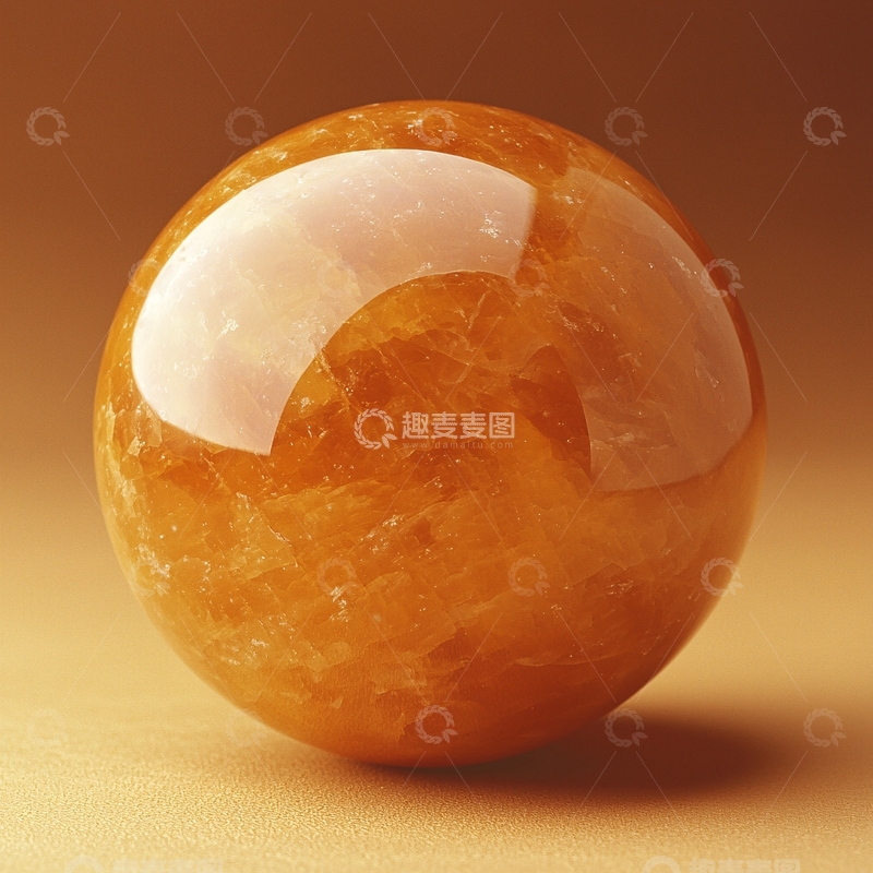 高清大图下载【趣麦麦图】光滑的橙色水晶球