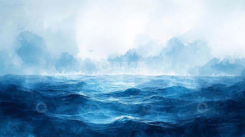 高清大图下载【趣麦麦图】波涛汹涌的蓝色海洋