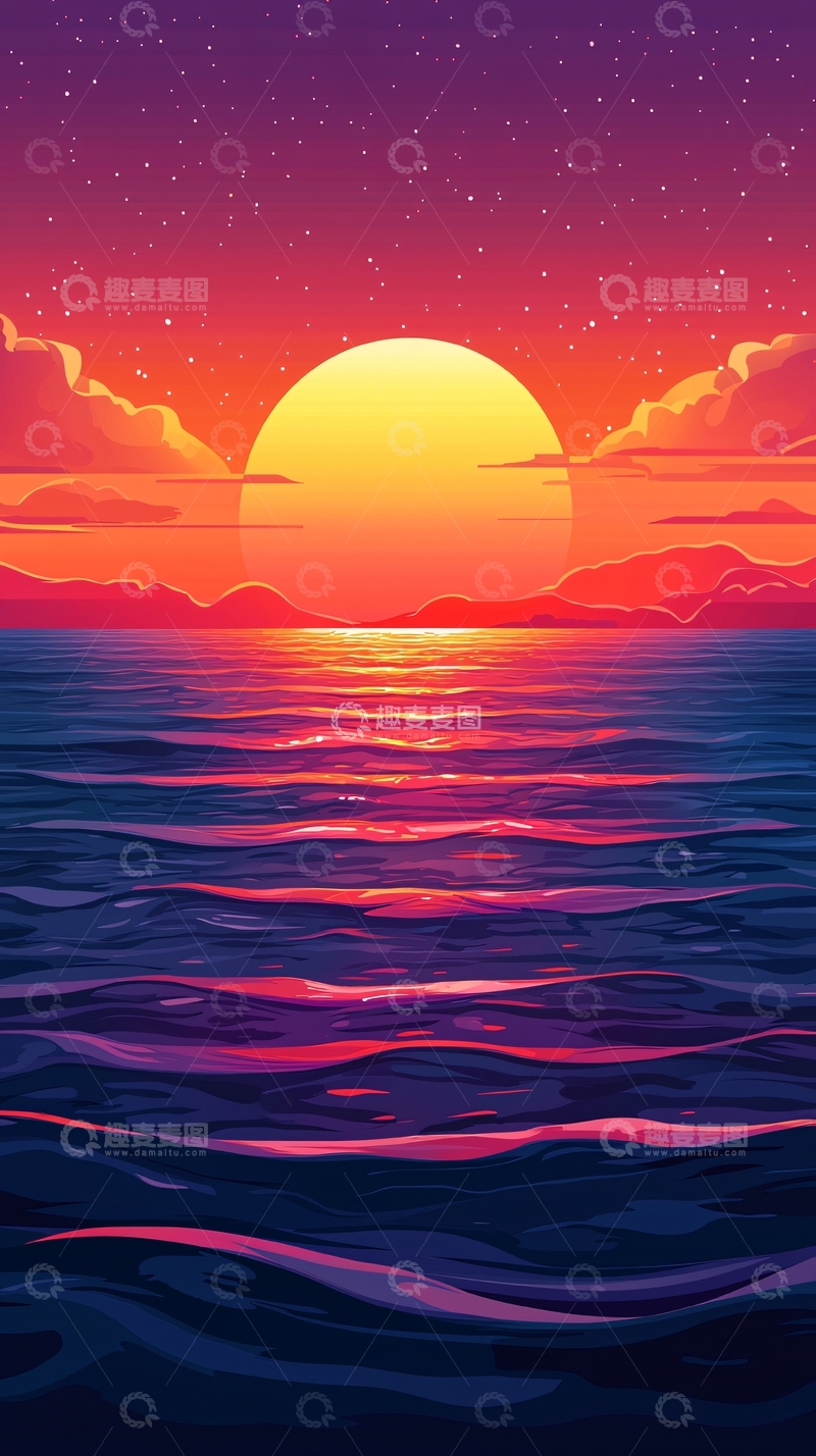 高清大图下载【趣麦麦图】日落海景