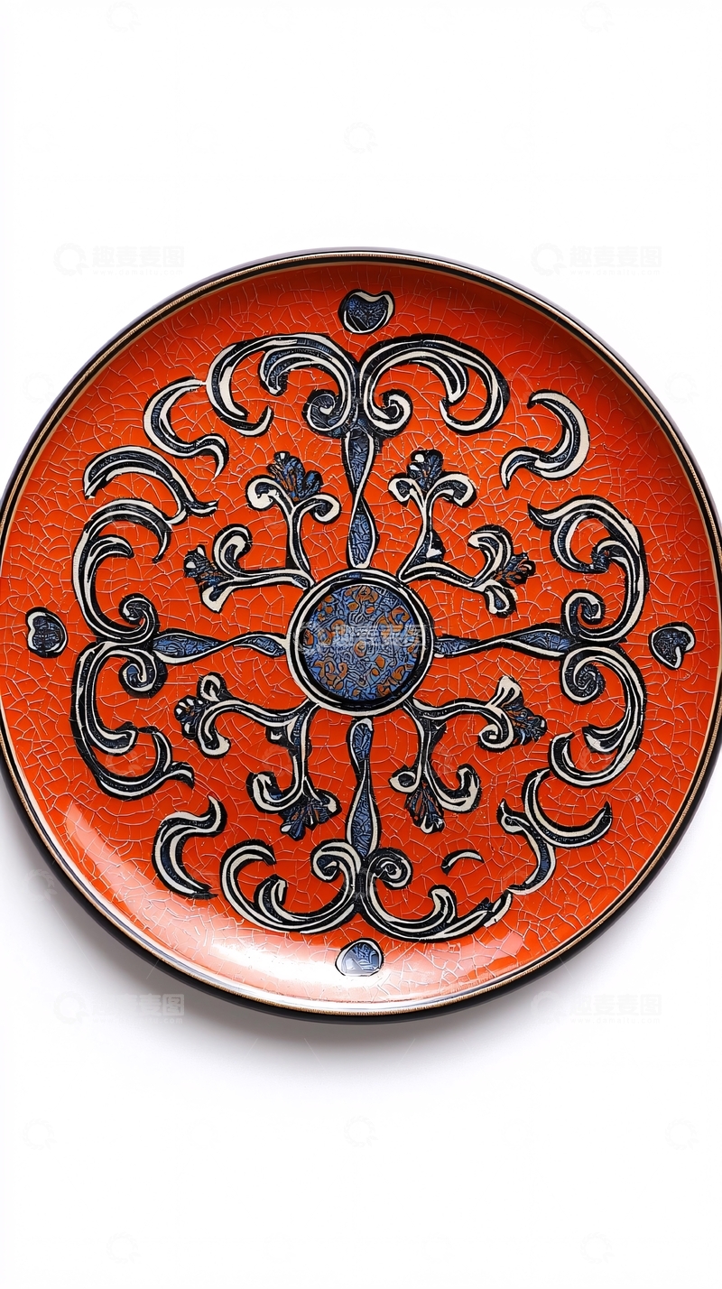 高清大图下载【趣麦麦图】橙色纹理圆形盘子