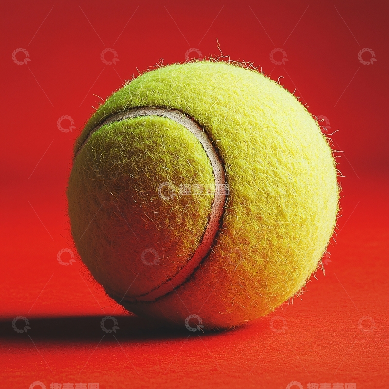 高清大图下载【趣麦麦图】黄色网球在红色背景上
