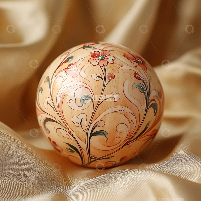 高清大图下载【趣麦麦图】绘制花卉图案的球体