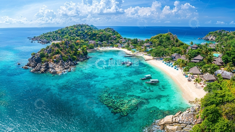 高清大图下载【趣麦麦图】热带海岛的宁静海湾