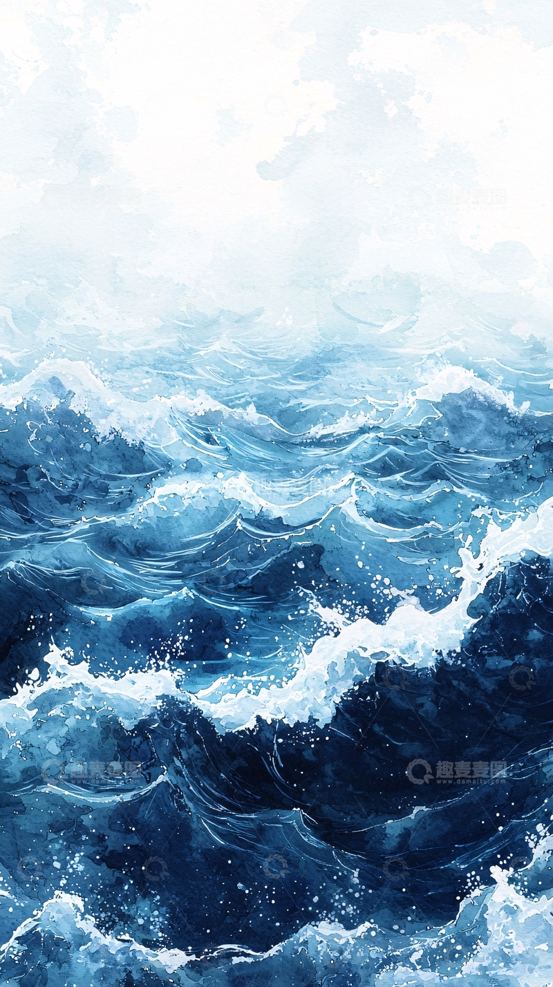 高清大图下载【趣麦麦图】蓝色海洋波涛汹涌景象