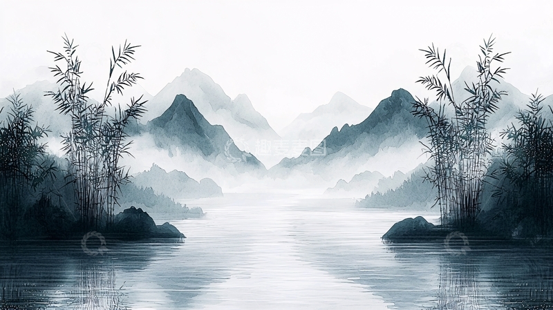 高清大图下载【趣麦麦图】-水墨山水风景画