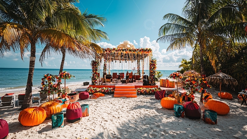 高清大图下载【趣麦麦图】海滩婚礼仪式布置