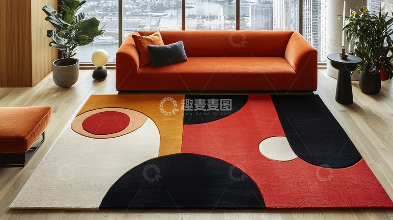 高清大图下载【趣麦麦图】现代简约几何抽象地毯